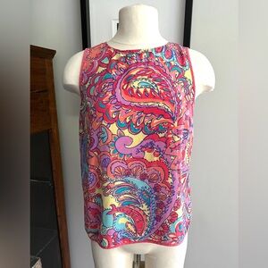 Lilly Pulitzer 100% silk Multicolor Paisley Tank Top